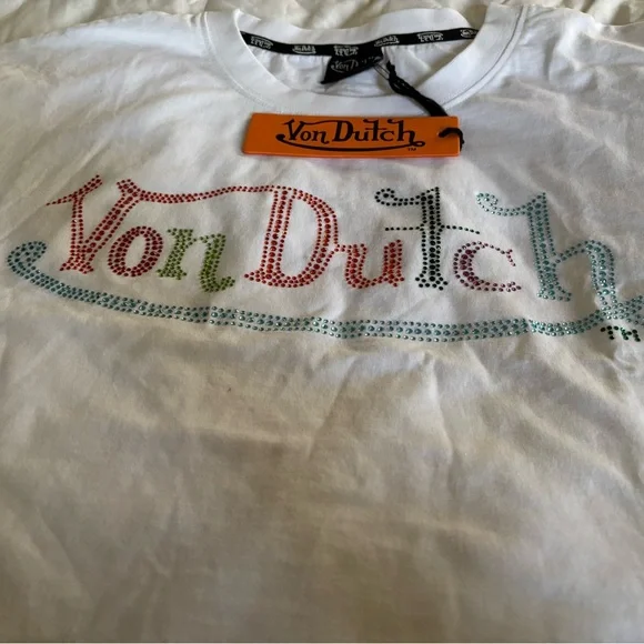 Von Dutch White Tee with Colorful Logo - Picture 2 of 9